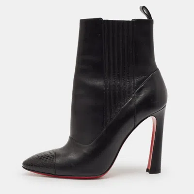 Pre-owned Christian Louboutin Black Leather Me In The 90s Ankle Length Boots Size 39