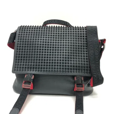 Pre-owned Christian Louboutin Black Leather Messenger Bag Shoulder Bag ()