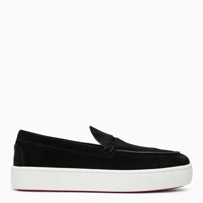 CHRISTIAN LOUBOUTIN BLACK LEATHER MOCCASIN WITH MASK AND LEATHER SOLE FOR MEN