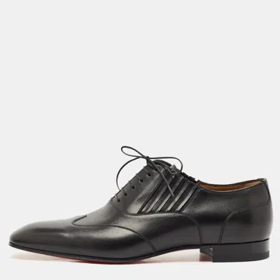 Pre-owned Christian Louboutin Black Leather My Amor Lace Up Oxfords Size 43