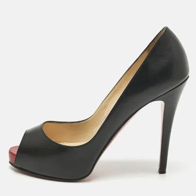 Pre-owned Christian Louboutin Black Leather New Very Prive Pumps Size 37.5