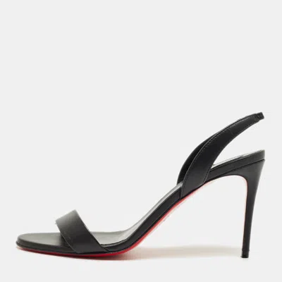 Pre-owned Christian Louboutin Black Leather O Marylin Slingback Sandals Size 38.5