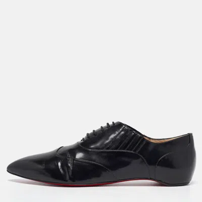 Pre-owned Christian Louboutin Black Leather Oxfords Size 40.5
