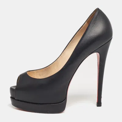 Pre-owned Christian Louboutin Black Leather Palais Royal Pumps Size 38.5