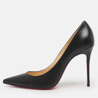 Pre-owned Christian Louboutin Black Leather Pigalle Pointed Toe Pumps Size 40