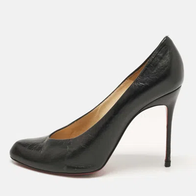 Pre-owned Christian Louboutin Black Leather Pumps Size 38.5