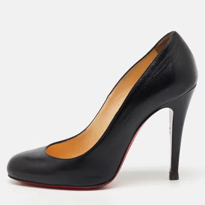 Pre-owned Christian Louboutin Black Leather Ron Ron Pumps Size 37