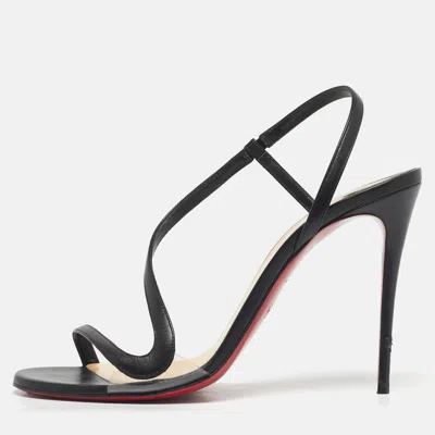 Pre-owned Christian Louboutin Black Leather Rosalie Slingback Sandals Size 39