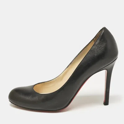 Pre-owned Christian Louboutin Black Leather Simple Pumps Size 37