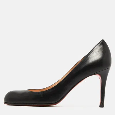 Pre-owned Christian Louboutin Black Leather Simple Pumps Size 37