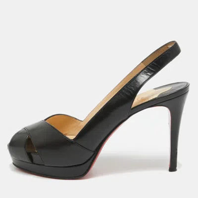 Pre-owned Christian Louboutin Black Leather Soso Slingback Pumps Size 38