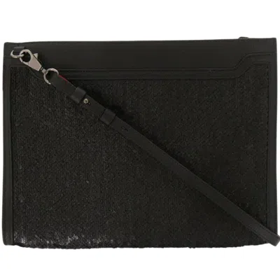 Pre-owned Christian Louboutin Black Leather Spangles Pouch Shoulder Bag ()