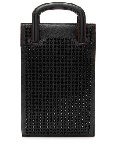 CHRISTIAN LOUBOUTIN CHRISTIAN LOUBOUTIN BLACK LEATHER SPIKED TRICTRAC PORTFOLIO TOP HANDLE  (AUTHENTIC PRE-LOVED)