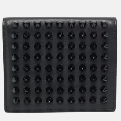 Pre-owned Christian Louboutin Black Leather Spikes Paros Wallet