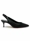 Christian Louboutin Sporty Kate Leather Slingback Pumps 55 In Black/lin Black