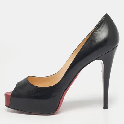 Pre-owned Christian Louboutin Black Leather Very Prive Pumps Size 40.5
