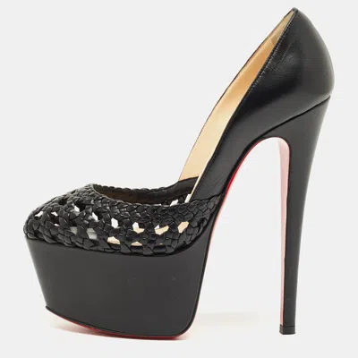 Pre-owned Christian Louboutin Black Leather Votre Altesse Pumps Size 35