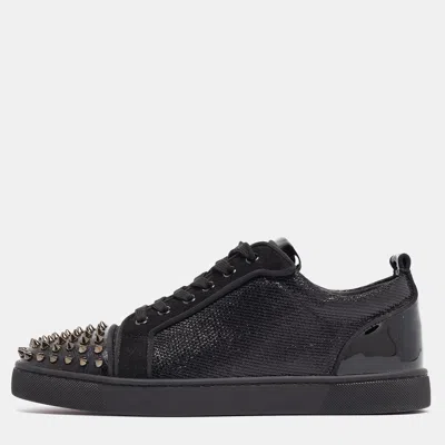 Pre-owned Christian Louboutin Black Lurex Louis Junior Spikes Orlato Trainers Size 42