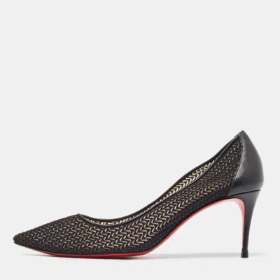 Pre-owned Christian Louboutin Black Mesh And Leather Saramor Maille Pumps Size 38