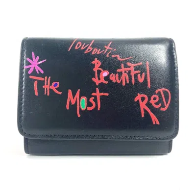 Pre-owned Christian Louboutin Black Multi-color Leather Wallet (tri-fold) ()