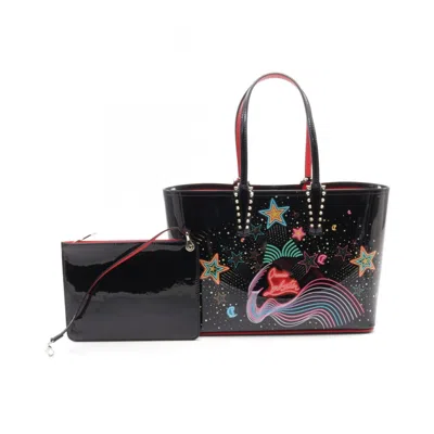 Pre-owned Christian Louboutin Black Multi-color Patent Leather Tote Bag ()
