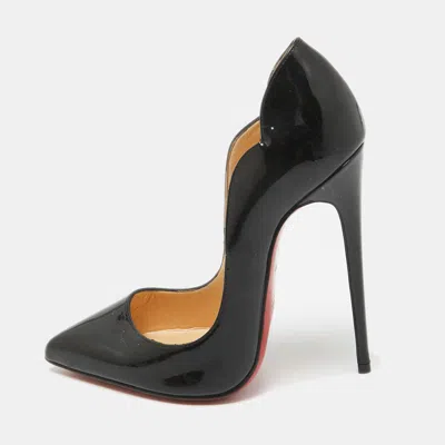 Pre-owned Christian Louboutin Black Patent Hot Chick Pumps Size 35