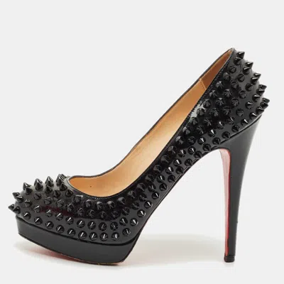 Pre-owned Christian Louboutin Black Patent Leather Alti Spikes Pumps Size 36