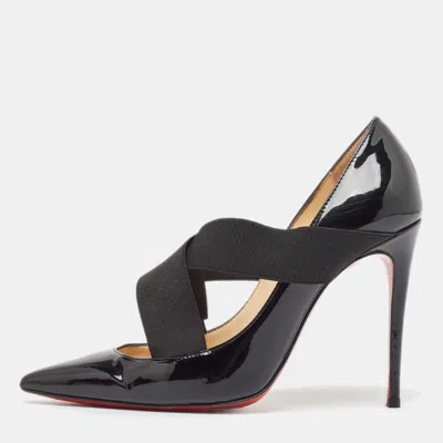 Pre-owned Christian Louboutin Black Patent Leather And Elastic Sharpstagram Pumps Size 35
