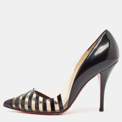 Pre-owned Christian Louboutin Black Patent Leather And Pvc Pivichic Pumps Size 35.5