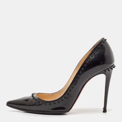 Pre-owned Christian Louboutin Black Patent Leather Anjalina Pumps Size 36.5