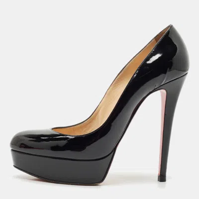 Pre-owned Christian Louboutin Black Patent Leather Bianca Platform Pumps Size 38.5