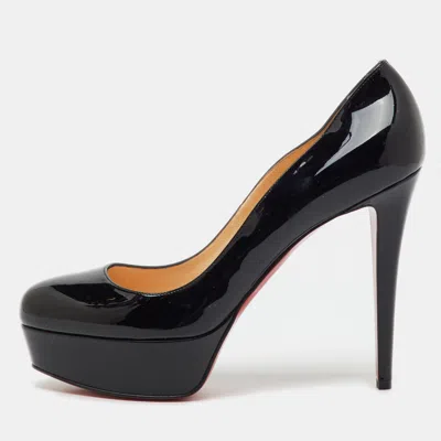 Pre-owned Christian Louboutin Black Patent Leather Bianca Platform Pumps Size 40