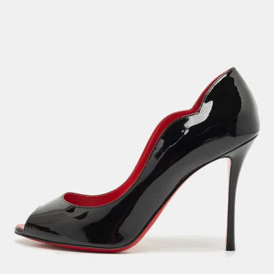 Pre-owned Christian Louboutin Black Patent Leather Chick Up Pumps Size 39.5