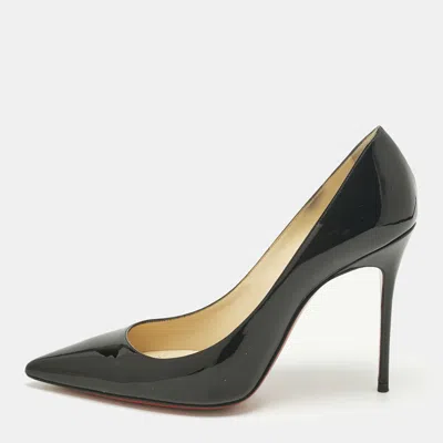 Pre-owned Christian Louboutin Black Patent Leather Decollete Pointed Toe Pumps Size 38.5