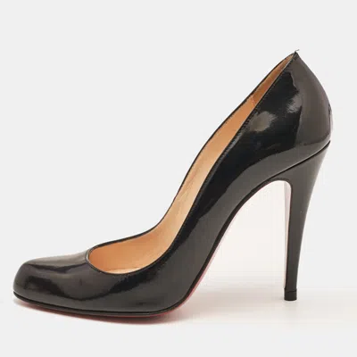 Pre-owned Christian Louboutin Black Patent Leather Decollete Pumps Size 37