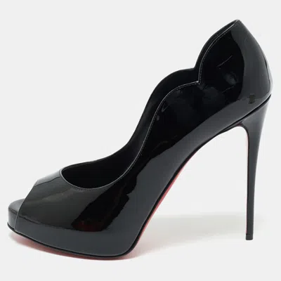 Pre-owned Christian Louboutin Black Patent Leather Hot Chick Alta Pumps Size 40.5
