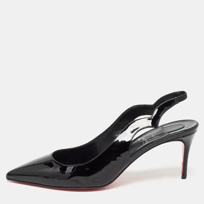 Pre-owned Christian Louboutin Black Patent Leather Hot Chick Pumps Size 38.5