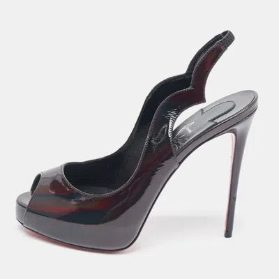Pre-owned Christian Louboutin Black Patent Leather Hot Chick Slingback Pumps Size 35
