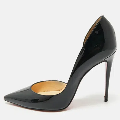 Pre-owned Christian Louboutin Black Patent Leather Iriza D'orsay Pumps Size 38