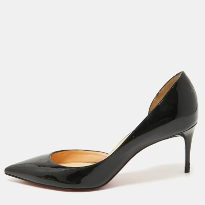 Pre-owned Christian Louboutin Black Patent Leather Iriza Pumps 37.5
