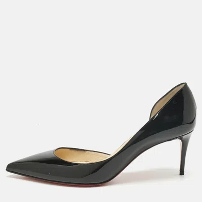 Pre-owned Christian Louboutin Black Patent Leather Iriza Pumps Size 38
