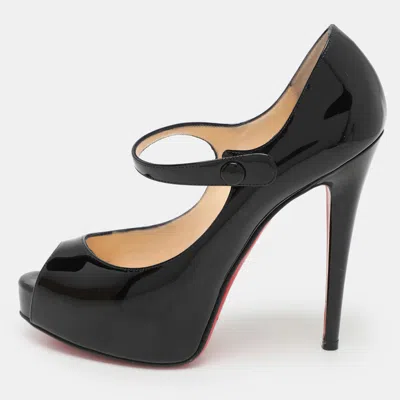 Pre-owned Christian Louboutin Black Patent Leather Jane Vendome Platform Pumps Size 36