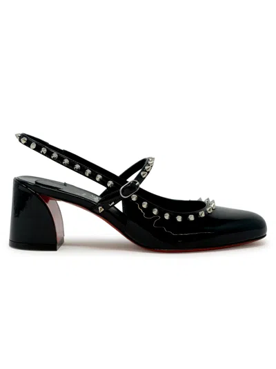 Christian Louboutin Black Patent Leather Janispikes 55 Mary Janes