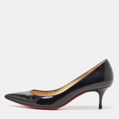 Pre-owned Christian Louboutin Black Patent Leather Kate Pumps Size 37