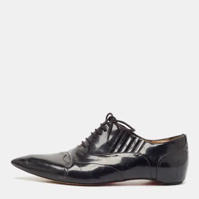 Pre-owned Christian Louboutin Black Patent Leather Lace Up Oxfords Size 36