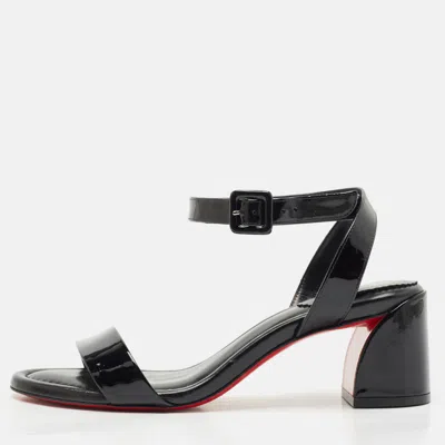 Pre-owned Christian Louboutin Black Patent Leather Miss Sabina Sandals Size 38