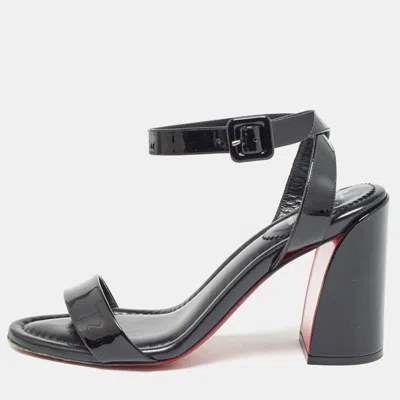 Pre-owned Christian Louboutin Black Patent Leather Miss Sabina Sandals Size 39