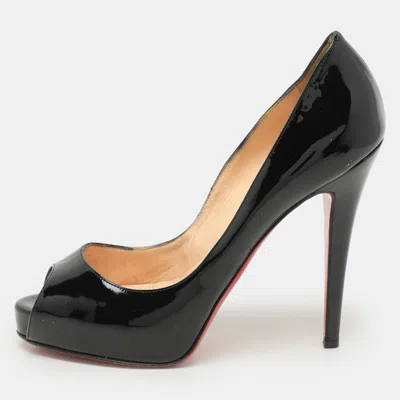 Pre-owned Christian Louboutin Black Patent Leather New Prive Pumps Size 38
