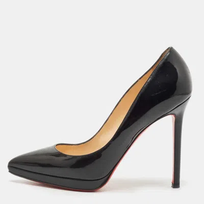 Pre-owned Christian Louboutin Black Patent Leather Pigalle Plato Pointed Toe Pumps Size 38