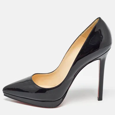 Pre-owned Christian Louboutin Black Patent Leather Pigalle Plato Pumps Size 37